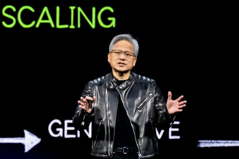 Nvidia CEO Jensen Huang at the Nvidia GTC AI Conference. File photo.