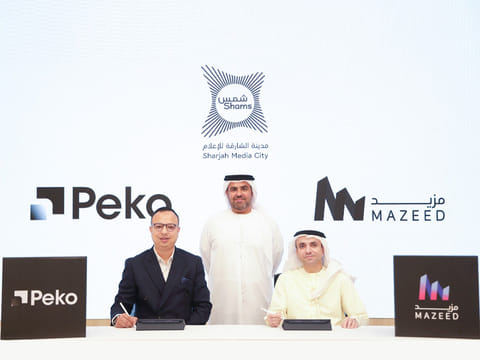 Rashid Abdullah Al Obad, Director of Sharjah Media City, at Mazeed launch announcement