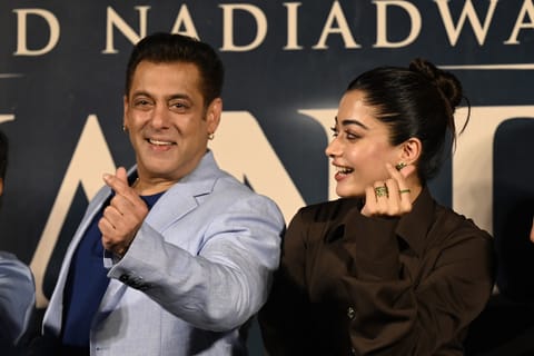 Bollywood actor Salman Khan with Rashmika Mandanna
