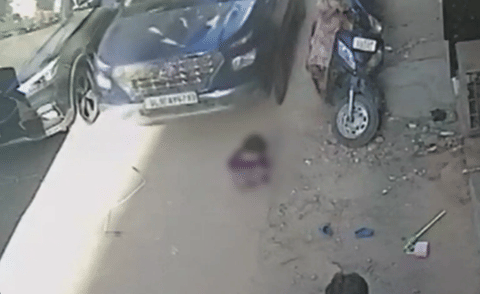 Police confirmed that the car belonged to a neighbour and was being driven by his son.