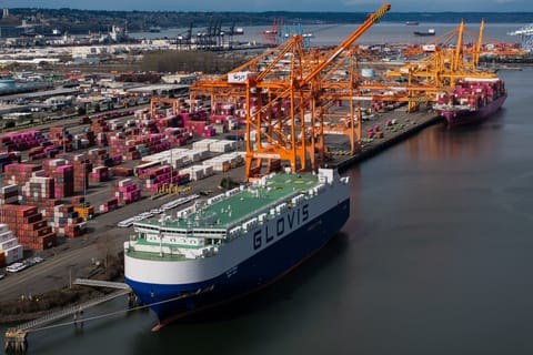 Port Of Tacoma As Trump Hits Auto Imports With 25% Tariff Starting Next Week