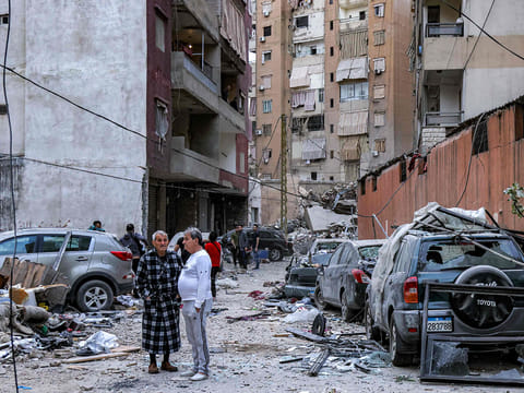 The scene of an Israeli strike on a building in Beirut's southern suburbs on April 1, 2025.