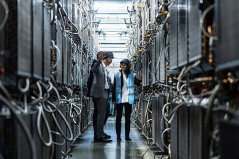 Inside a data centre of French company OVHcloud in Roubaix, northern France on April 3, 2025.