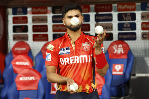 Punjab Kings' skipper Shreyas Iyer prepares for his batting during the Indian Premier League Season 18.