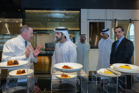 Sheikh Hamdan tours EKFC facilities with Sheikh Ahmed bin Saeed Al Maktoum, President of the Dubai Civil Aviation Authority, Chairman of Dubai Airports, Chairman and Chief Executive of Emirates Airline and Group, and other officials.