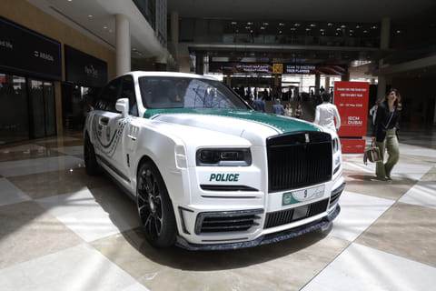 Dubai Police launches a new Rolls Royce Tourist Patrol Vehicle during ATM 2025 at the Dubai World Trade Centre.