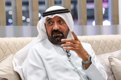 Shaikh Ahmed Bin Saeed Al Maktoum, President of Dubai Civil Aviation Authority, Chairman of Dubai Airports, Chairman and Chief Executive of Emirates Airline and Group during a round table at Arabian Travel Market.
