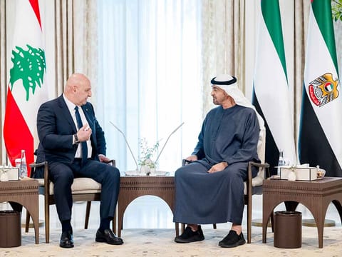 Joseph Aoun thanked Sheikh Mohamed for the warm welcome and hospitality, and conveyed his appreciation for the UAE's supportive stance towards Lebanon.