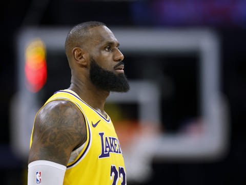 LeBron James of the Los Angeles Lakers during a 103-96 loss to the Minnesota Timberwolves in Game Five of the Western Conference First Round NBA Playoffs.