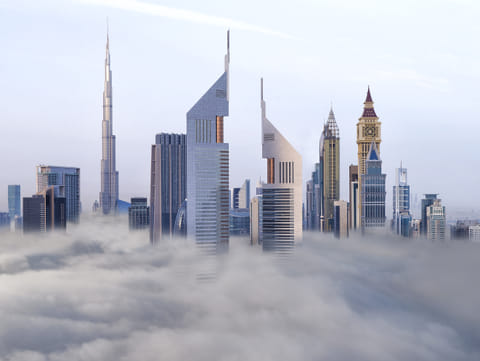 In the mid-1990s, His Highness Sheikh Mohammed bin Rashid Al Maktoum, Vice President and Prime Minister of the UAE and Ruler of Dubai, launched an international design competition, challenging participants to create a landmark for the city’s growing financial hub. The current design was the winning entry.