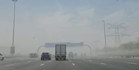 Dust storm sweeps Dubai: Motorists warned of poor visibility and temperature dip.