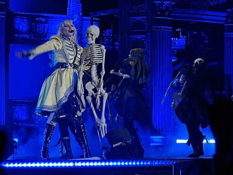 US pop star Lady Gaga performs during her concert at Copacabana beach in Rio de Janeiro, Brazil on May 3, 2025.