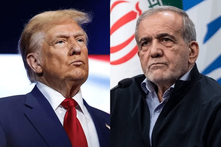 US President Donald Trump and Iran’s President Masoud Pezeshkian.