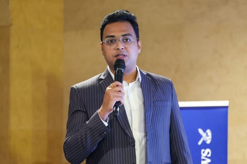 Piyush Saxena, Regional Manager, Leap Geebee Educations, speaking at Gulf News Edufair