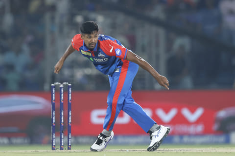 Mustafizur Rahman of Delhi Capitals bowls during the Indian Premier League against Gujarat Titans at the Arun Jaitley Stadium, Delhi on Sunday.
