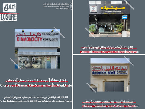 Abu Dhabi shuts down three food establishments over repeated safety violations