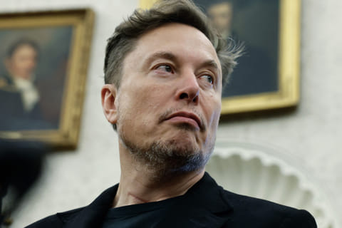 Elon Musk at the Oval Office of the White House on May 21, 2025.