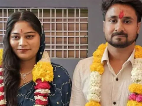 Raja Raghuvanshi and his wife Sonam, who is accused of plotting his murder.