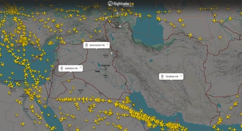 9-second video of the clearing of Iranian and Iraqi airspace.