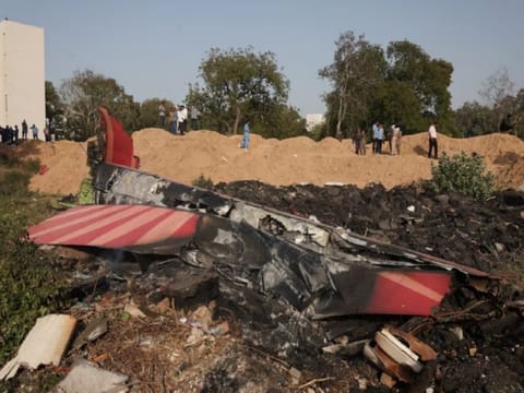 Debris of Boeing 787 Dreamliner at the site where the Air India plane crashed in Ahmedabad