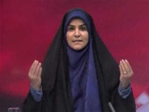 Iranian anchor Sahar Emami is seen before the TV studio was hit by an Israel missile.