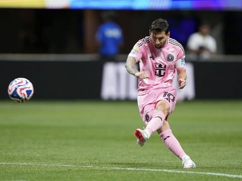 Inter Miami's Lionel Messi scores his side's second goal during the Club World Cup group A football match against FC Porto in Atlanta, US, on June 19, 2025.