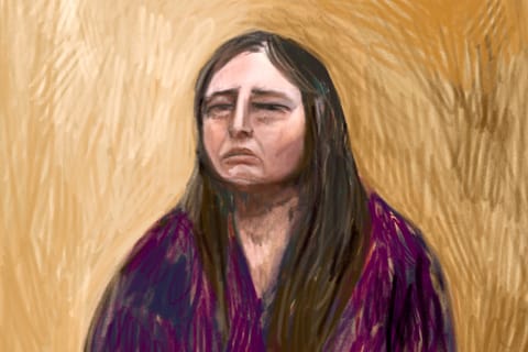 Erin Patterson, an Australian woman accused of murdering three people with a toxic mushroom-laced beef Wellington, at the Latrobe Valley Law Courts in Morwell, south of Melbourne