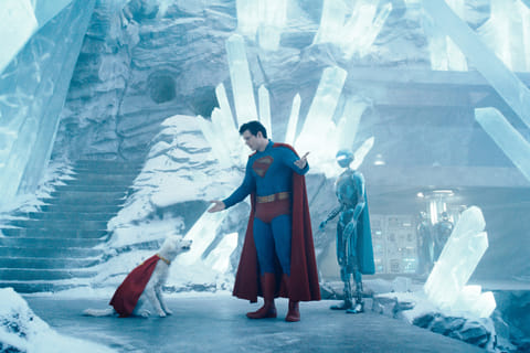 David Corenswet in a scene from "Superman."