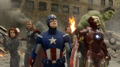 A still from Marvels Avengers in 2012, featuring Scarlett Johansson, Chris Evans, Robert Downey Jr, Mark Ruffalo and Jeremy Renner.
