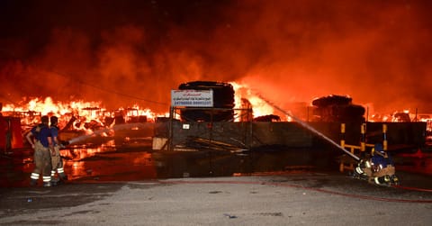 The fire tore through areas storing flammable materials, including wood, ceramic, metal, and paint