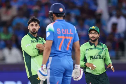 Pakistan bowler Abrar Ahmed celebrates after dismissing India's Shubman Gill during the Champions Trophy in Dubai earlier this year. Once again UAE will see the India-Pakistan clash during the Asia Cup.