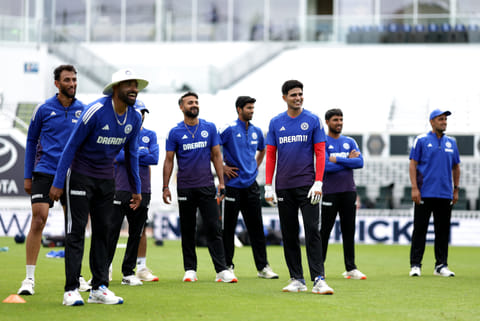 Indian team members during a fielding practice session on the eve of the fifth and final Test against England at The Oval on Wednesday.