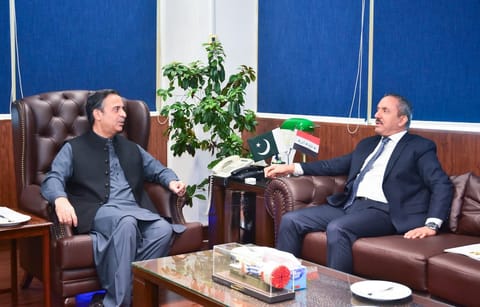 Pakistan’s Federal Minister for Maritime Affairs, Muhammad Junaid Anwar Chaudhry meeting with Abdulqadir Sulyman Alhimiri from Iraq Embassy in Islamabad