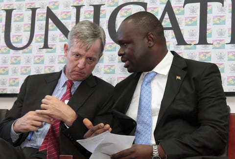 Edward Omane Boamah (right), Ghana's defense minister, was killed in a helicopter crash along with several other top officials.