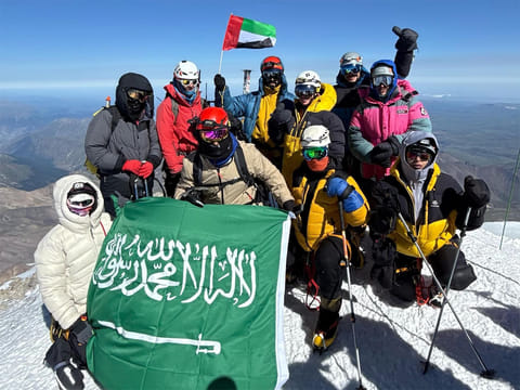GCC adventurers raise UAE, Saudi flags on Mount Elbrus in Europe