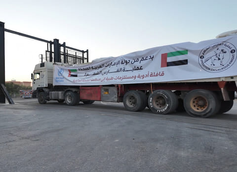 UAE sends five aid convoys carrying 2,300 tonnes of supplies into Gaza