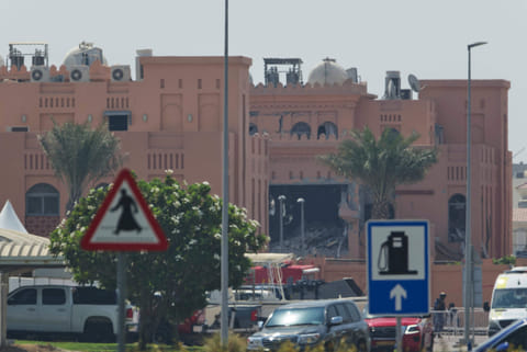 The damaged building after an Israeli strike targeted a compound that hosted Hamas leaders in Doha.