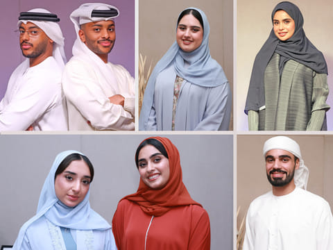 Clockwise from top left: Abdulla Alameri, Manea Alzaabi, Shahad Alzarooni, Sara Alhadhrami , Nasser Al Jeaidi, Najla Al Hajeri and Jawaher Al Harmoudi