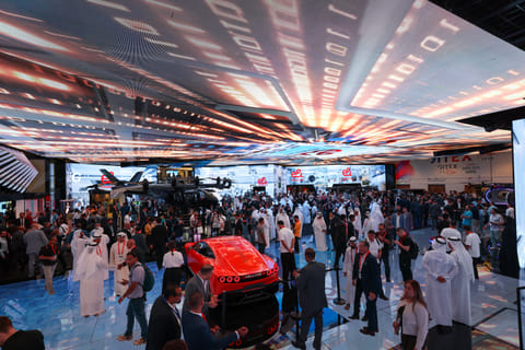 Visitors at e& pavilion on the opening day of Gitex Global 2025 at Dubai World Trade Centre.