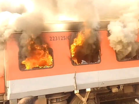 Railway officials said smoke was detected around 7.30am, prompting staff to immediately alert authorities and move passengers to adjoining coaches.