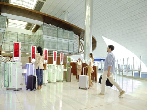 Once a customer is registered, they can use biometric facial recognition to check in at kiosks whenever they fly from Dubai