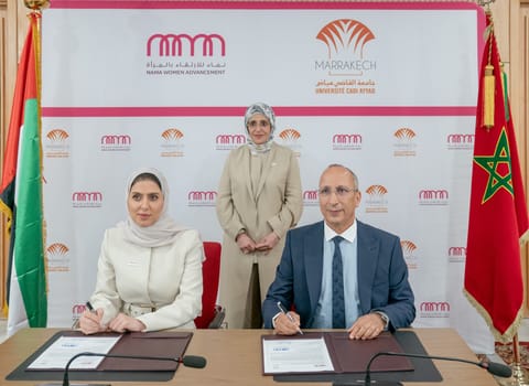 Sheikha Jawaher during her visit to Cadi Ayyad University in Marrakech.