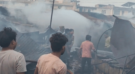 Hundreds of shops gutted in massive fire at Bakarganj market in Kanpur.