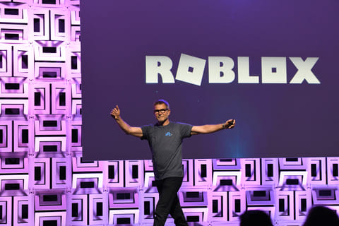 David Baszucki, founder and CEO of Roblox, presents at the Roblox Developer Conference on August 10, 2019 in Burlingame, California.