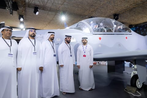 Sheikh Hamdan hailed Calidus Holding’s role in elevating the country’s global industry standing while reviewing the B-250 aircraft at Dubai Airshow 2025.