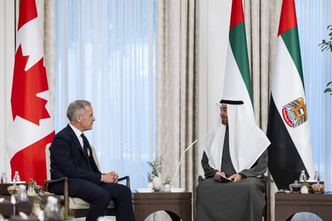 Sheikh Mohamed with PM Mark Carney.