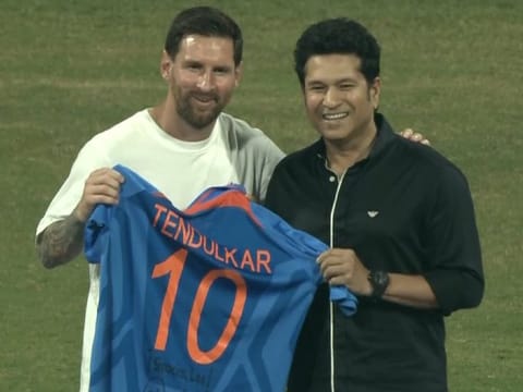 Watch: Sachin Tendulkar gifts Lionel Messi his iconic No 10 jersey