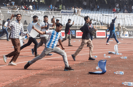 Infuriated fans in West Bengal uprooted seats and hurled them on to the field when they could not catch a glimpse of football icon Lionel Messi in December 2025.