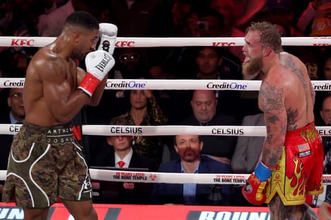 Anthony Joshua fights Jake Paul in their heavyweight bout at Kaseya Center on December 19, 2025 in Miami, Florida.