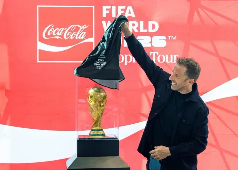 FIFA Legend Alessandro Del Piero unveiled the trophy on the tarmac